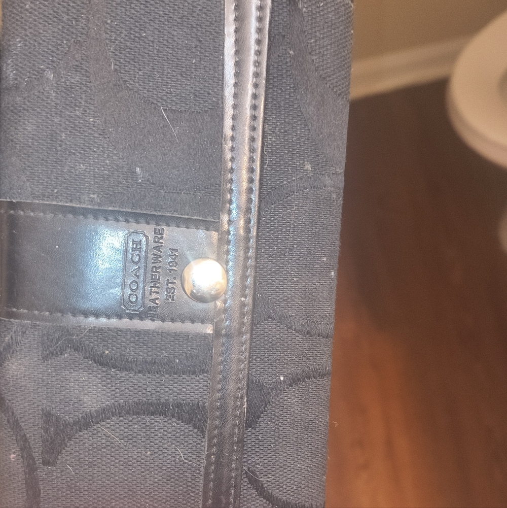 Coach Black Canvas and Leather Checkbook